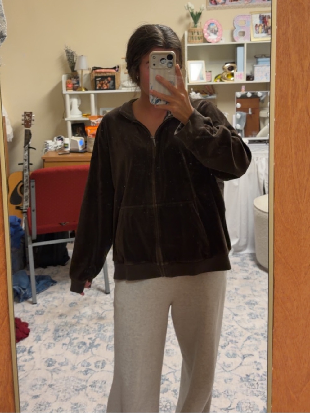 Vintage Y2K Brown Lauren Ralph Lauren velour zip up jacket in a women’s 3X